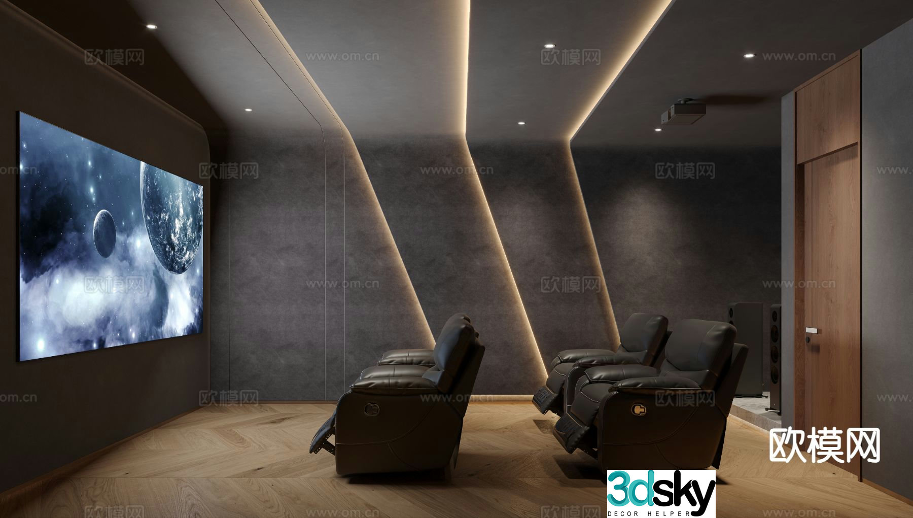 Modern audio-visual room 3d model
