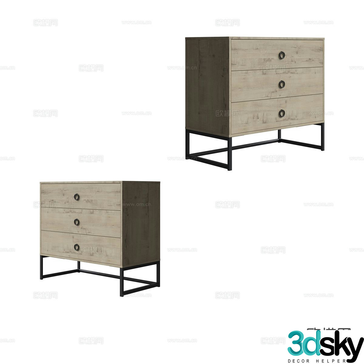 Modern side cabinet chest 3d model
