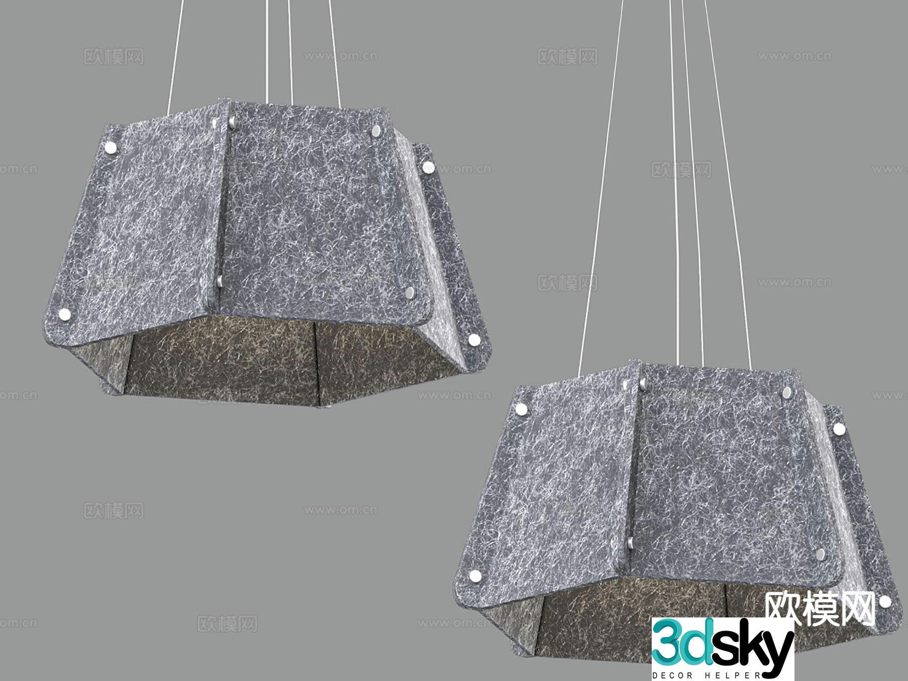 Nordic simple chandelier square chandelier 3d model