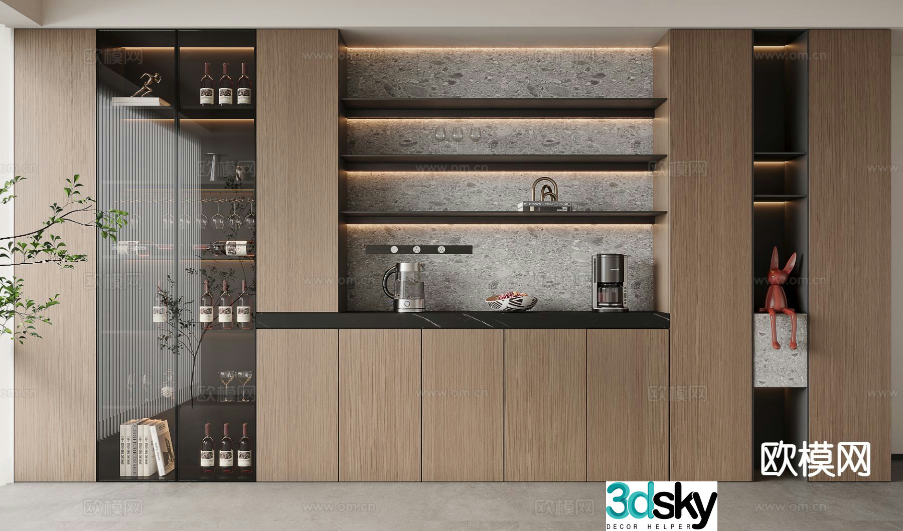 Italian wine cabinet sideboard 3d model