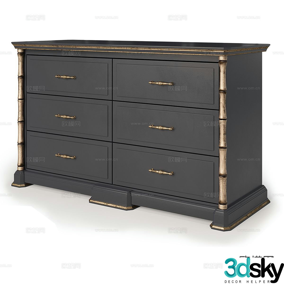 Nordic chest of drawers side cabinet 3d model