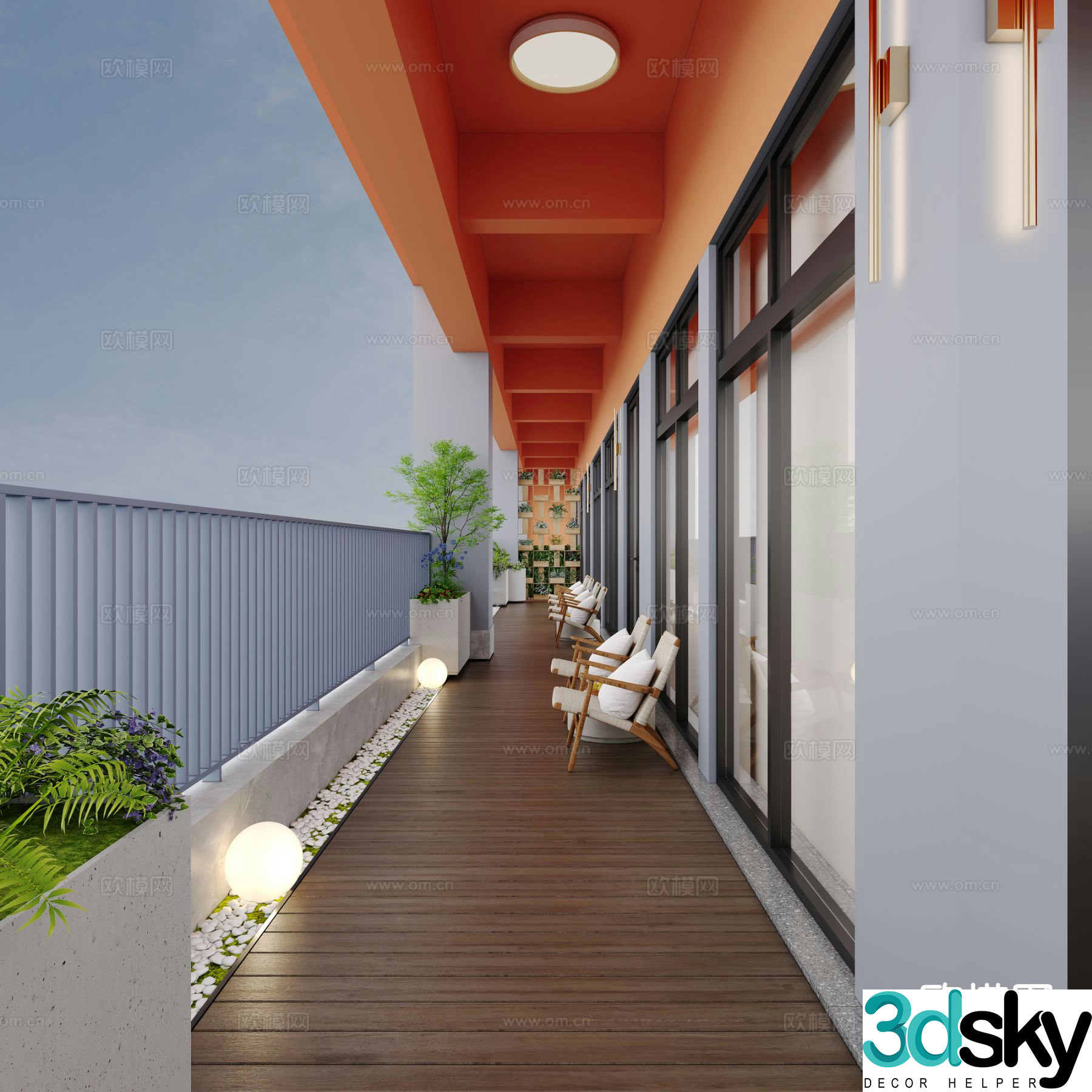 Living balcony leisure balcony 3d model