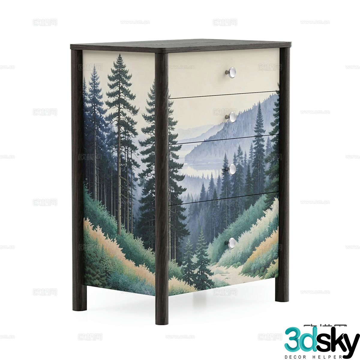 Modern side cabinet chest 3d model