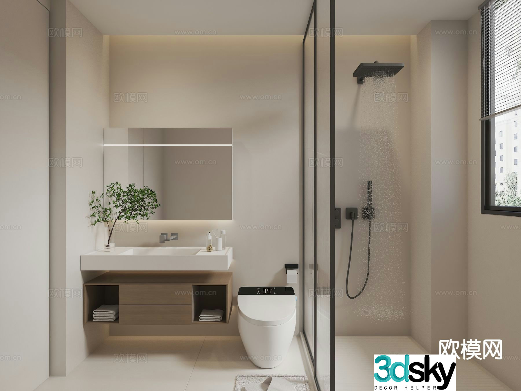 Modern bathroom bathroom 3d model