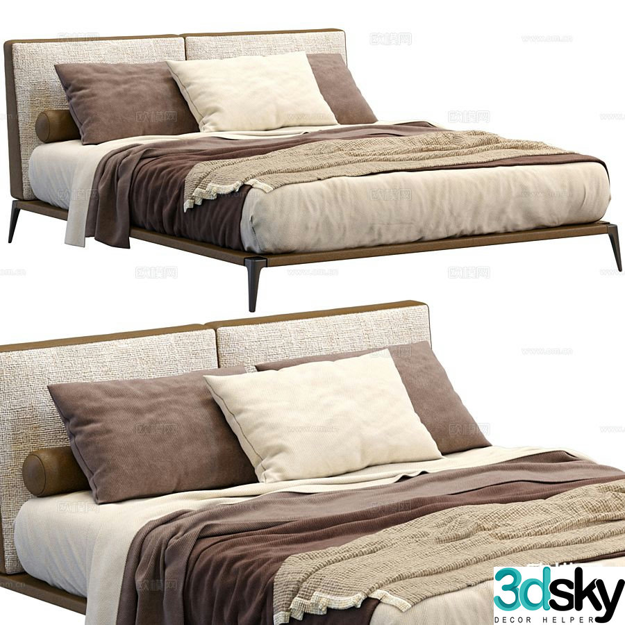 Modern double bed 3d model