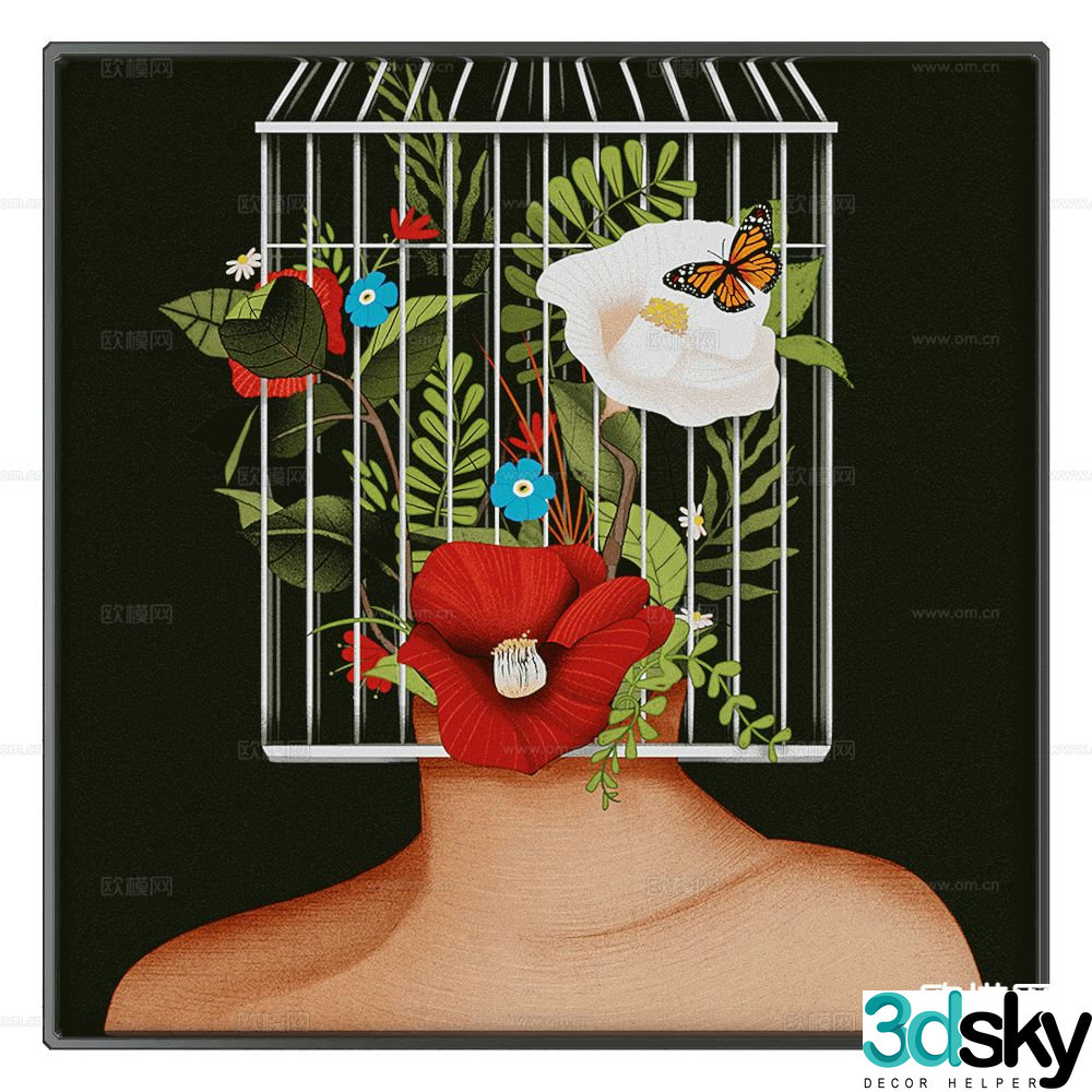 NC Design decorative painting hanging painting 3d model