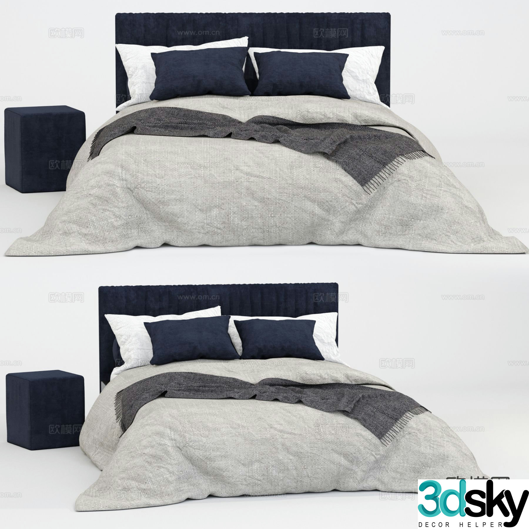 Modern double bed 3d model