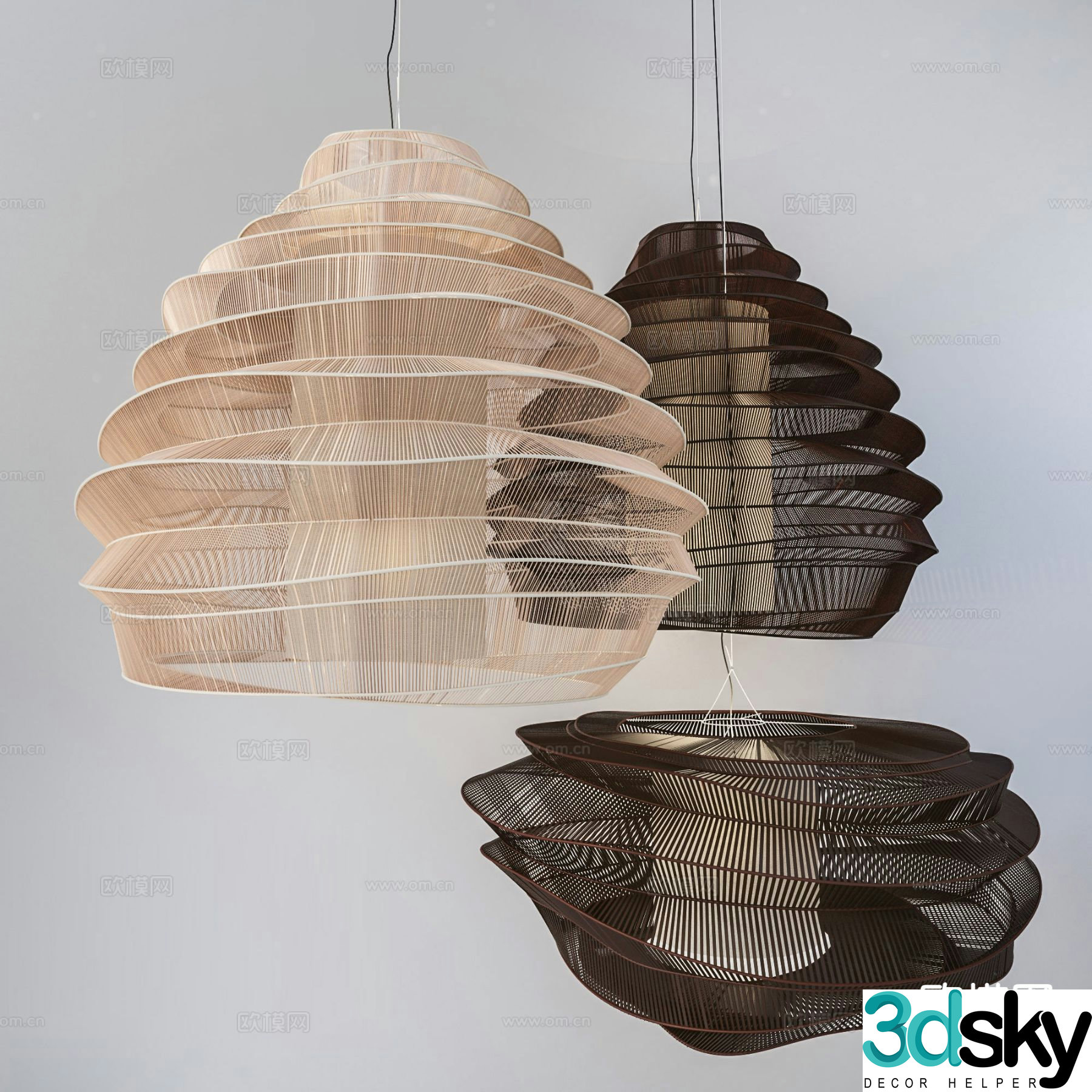 Modern rope chandelier 3d model