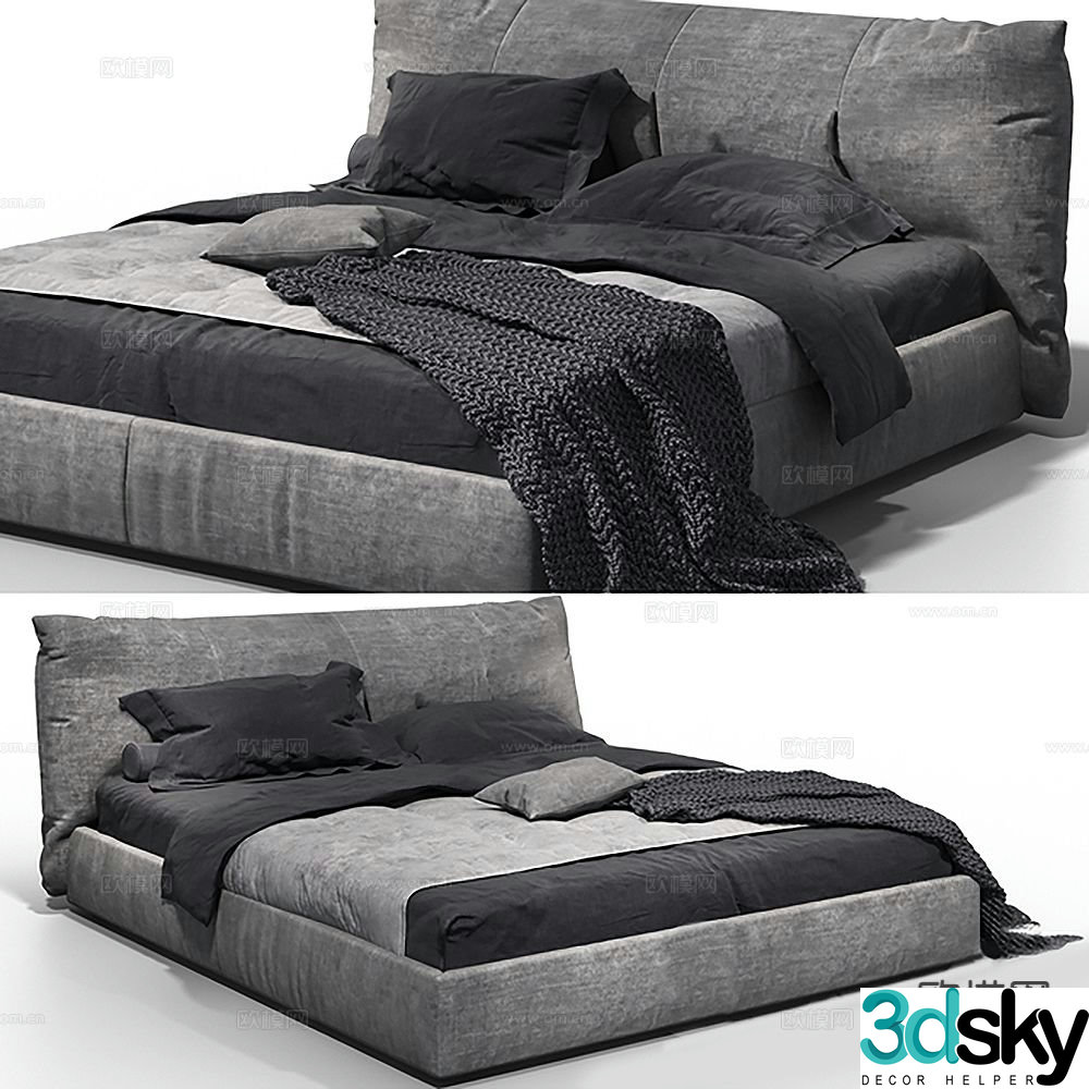 Modern double bed 3d model