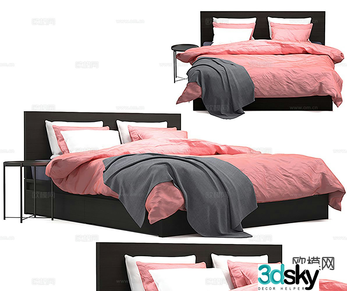 Modern double bed 3d model