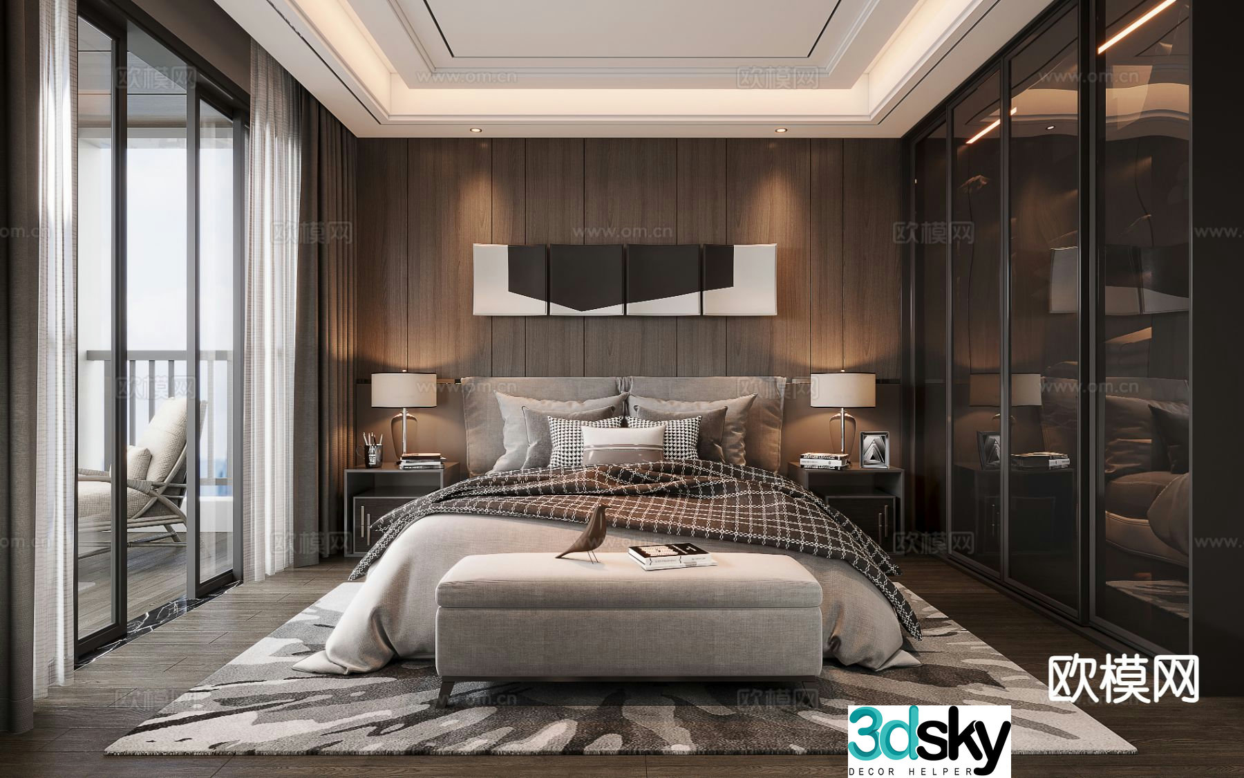 Italian style bedroom master bedroom 3d model