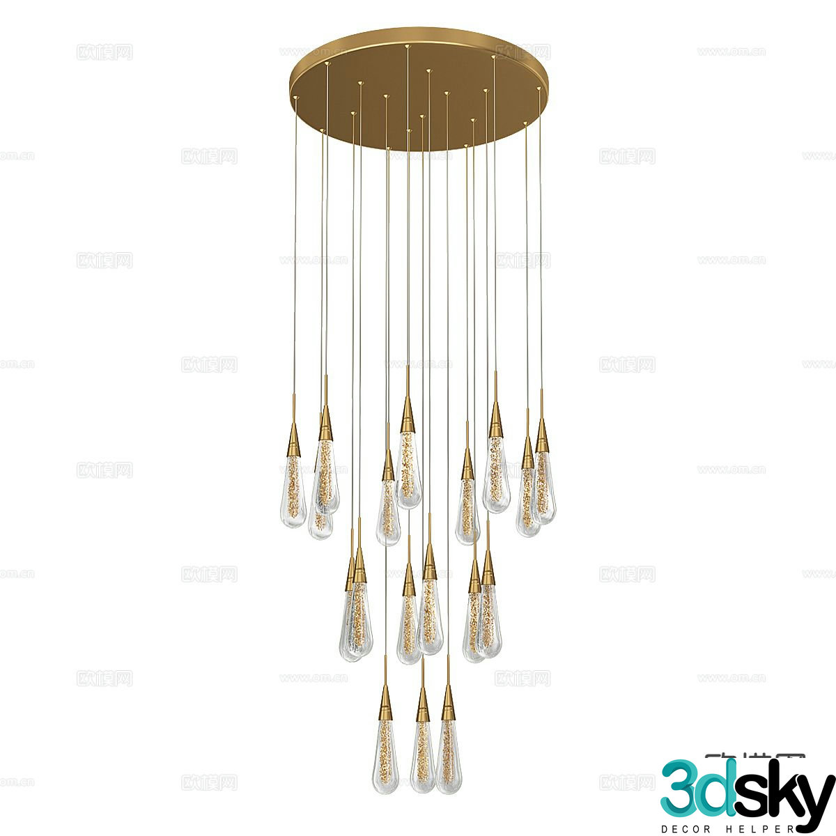 Light luxury chandelier water drop chandelier 3d model