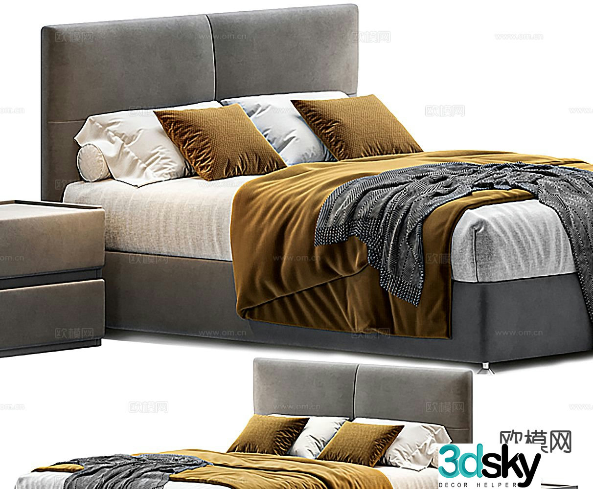 Modern double bed 3d model
