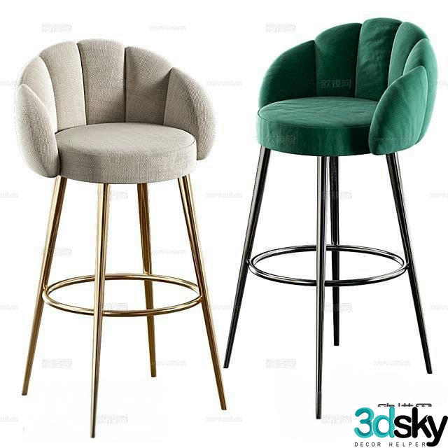 Nordic bar stool bar stool high stool 3d model