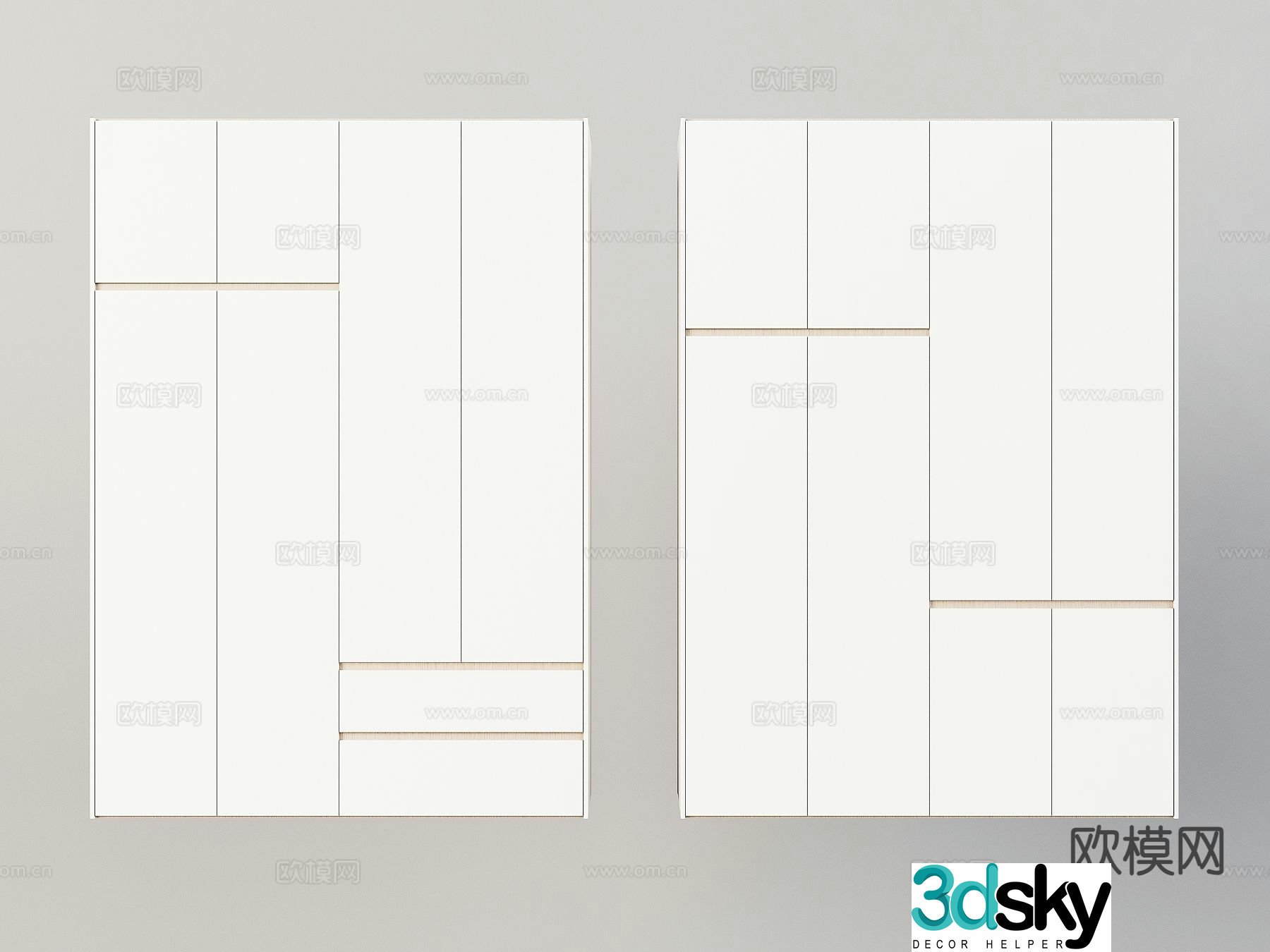 Modern Wardrobe Handleless Wardrobe 3D Model