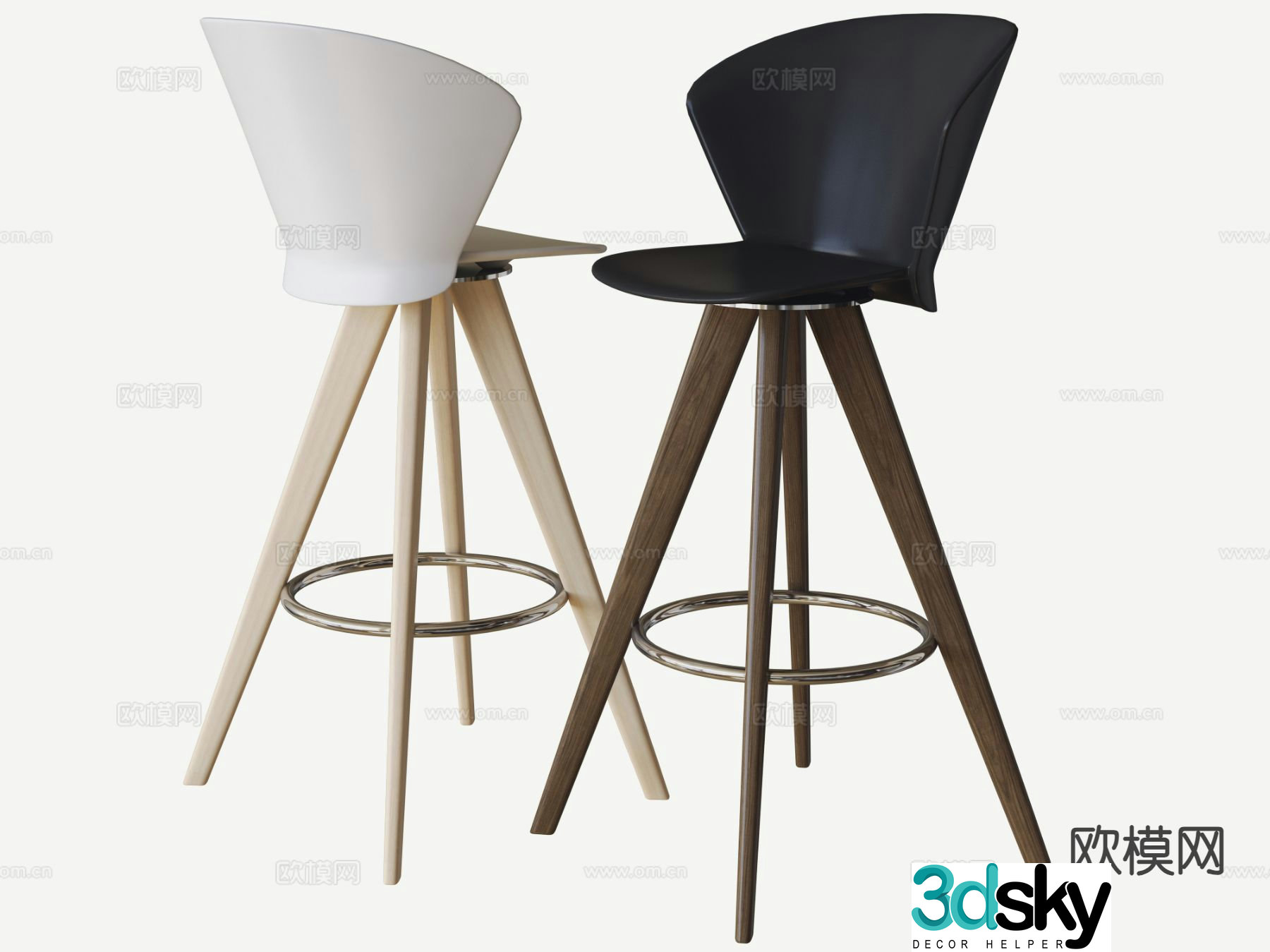 Nordic bar stool bar stool high stool 3d model