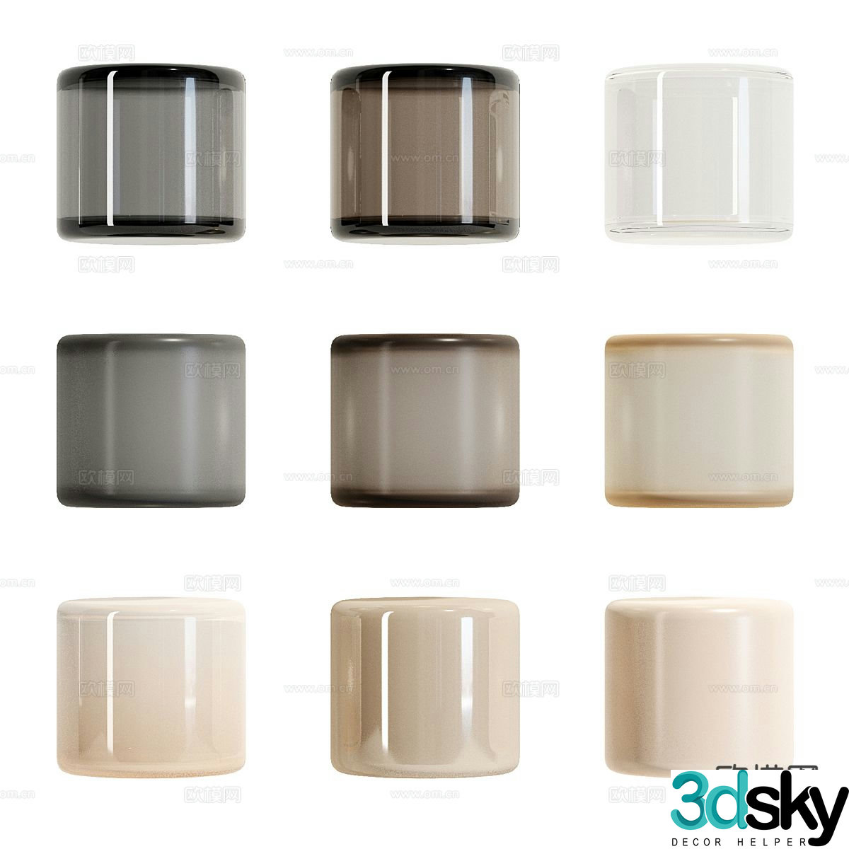 Acrylic stool round stool low stool 3d model
