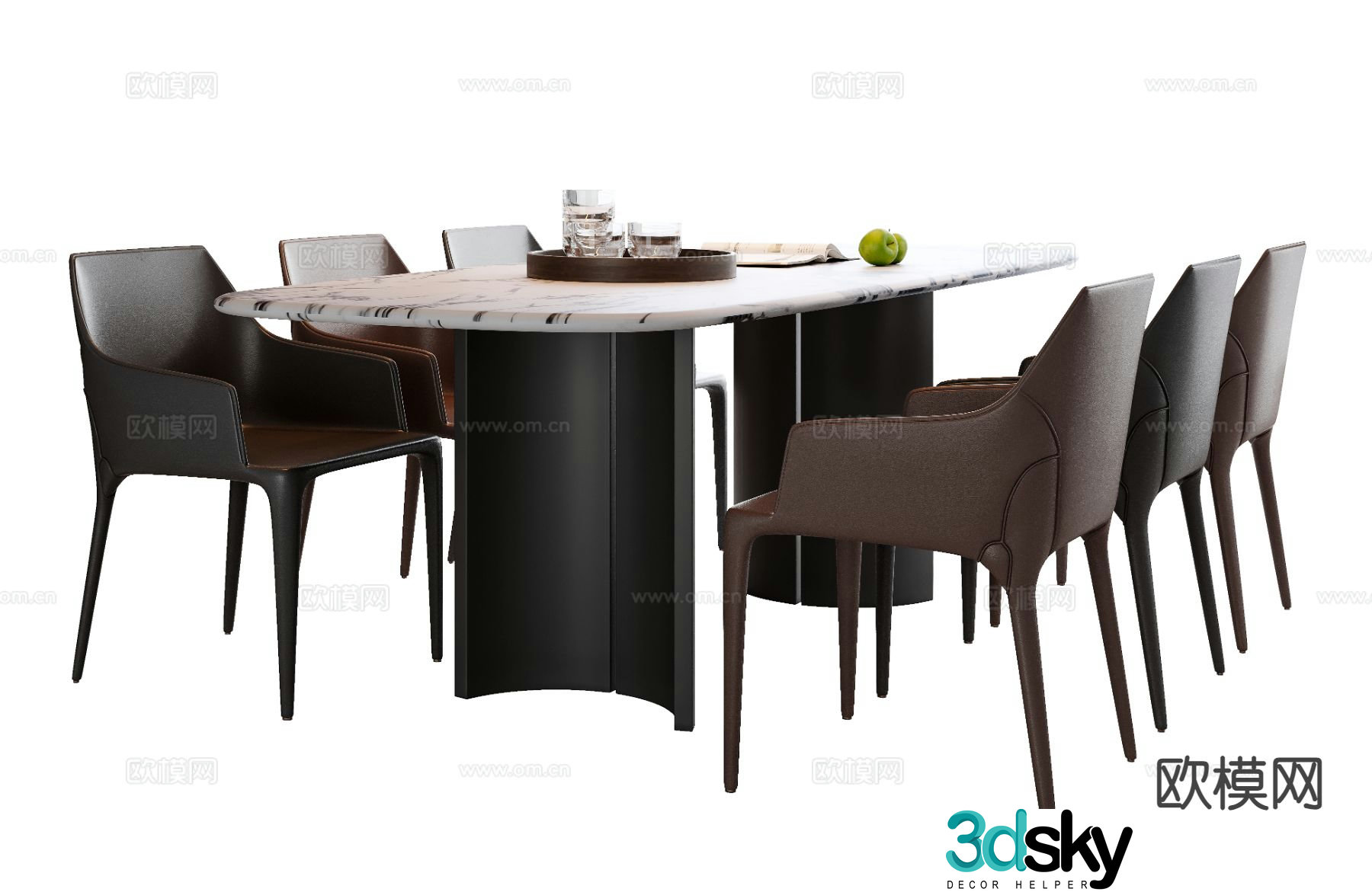 Italian dining table and chairs 3d model