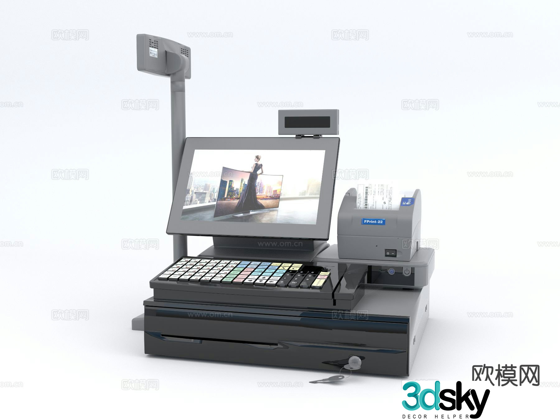 Supermarket cash register payment machine 3d model