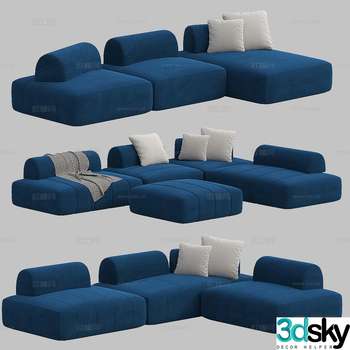 Modern modular sofa multi-person sofa 3d model