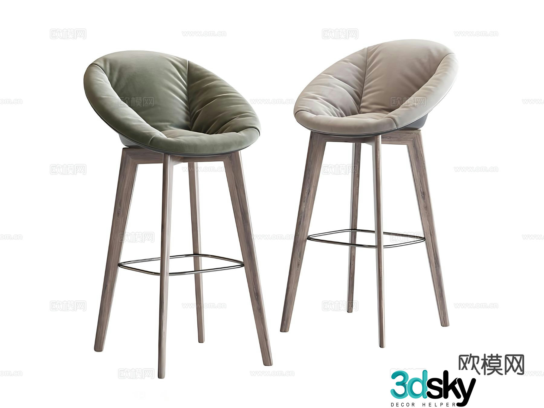 Nordic bar stool bar stool high stool 3d model