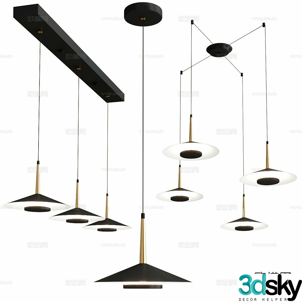 Light luxury chandelier multi-head chandelier 3D model