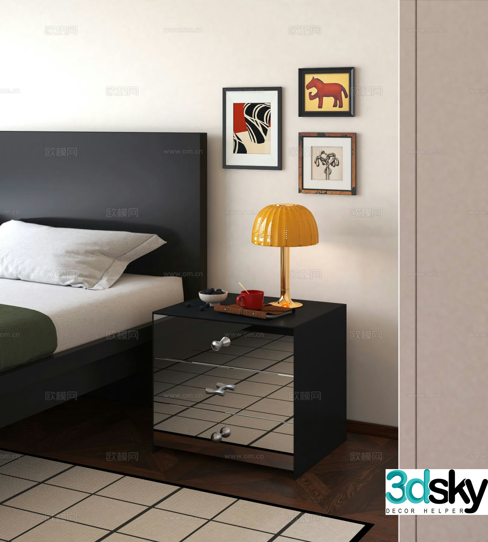 Modern bedside table 3d model