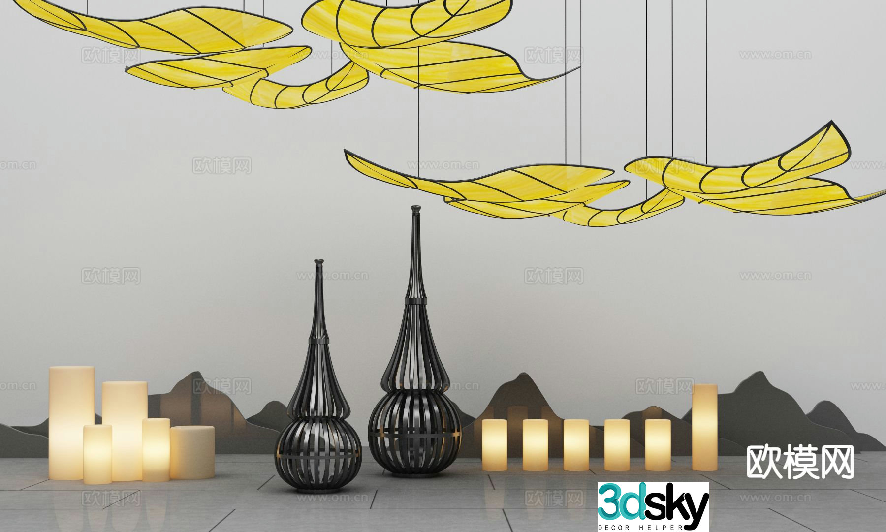 New Chinese style chandelier 3d model