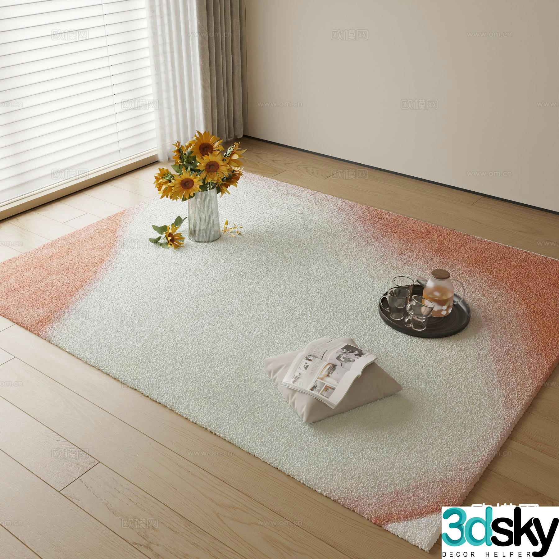 Modern carpet square rug 3d model