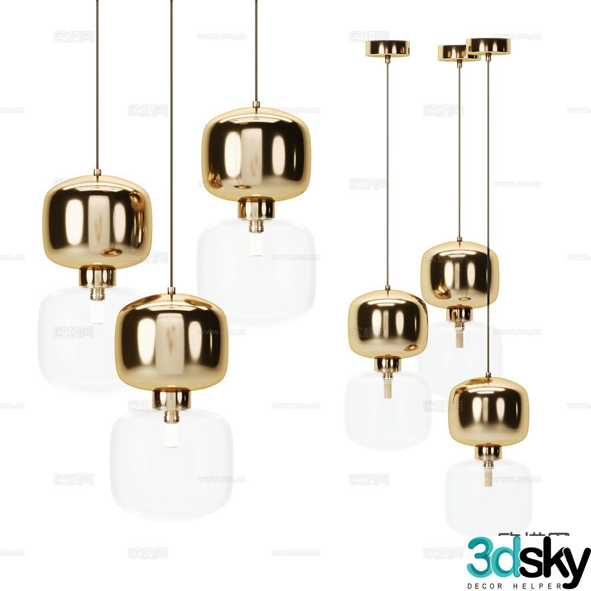 Light luxury small chandelier 3D model