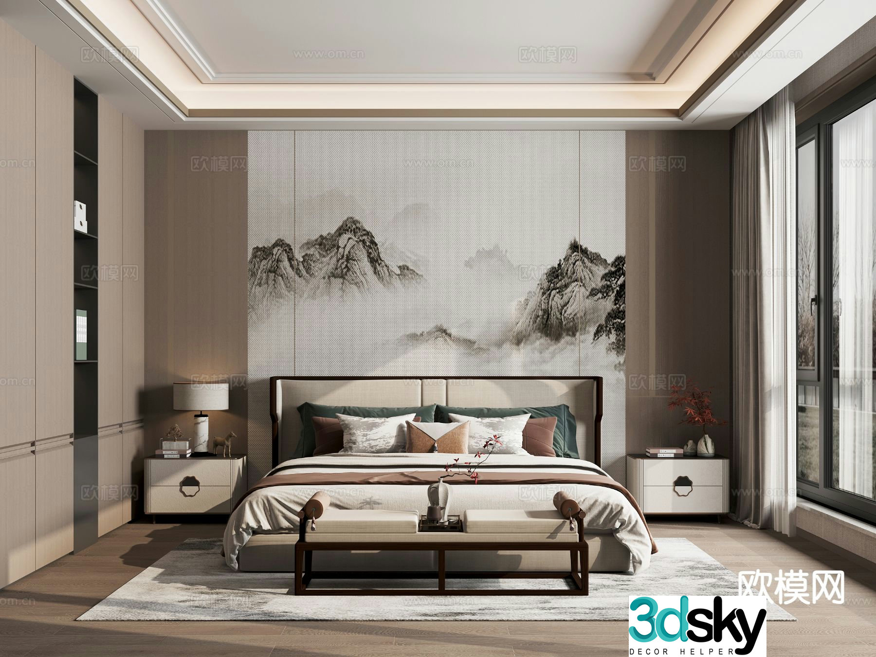 New Chinese style bedroom master bedroom 3d model