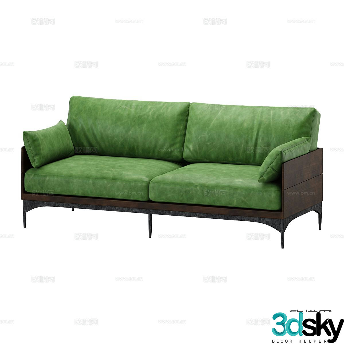Modern double sofa green sofa 3d model