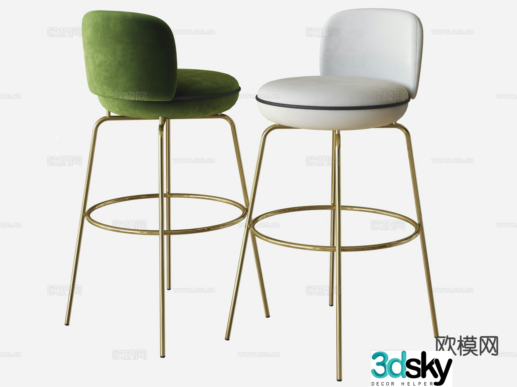 Cream style bar chair bar stool high stool 3d model