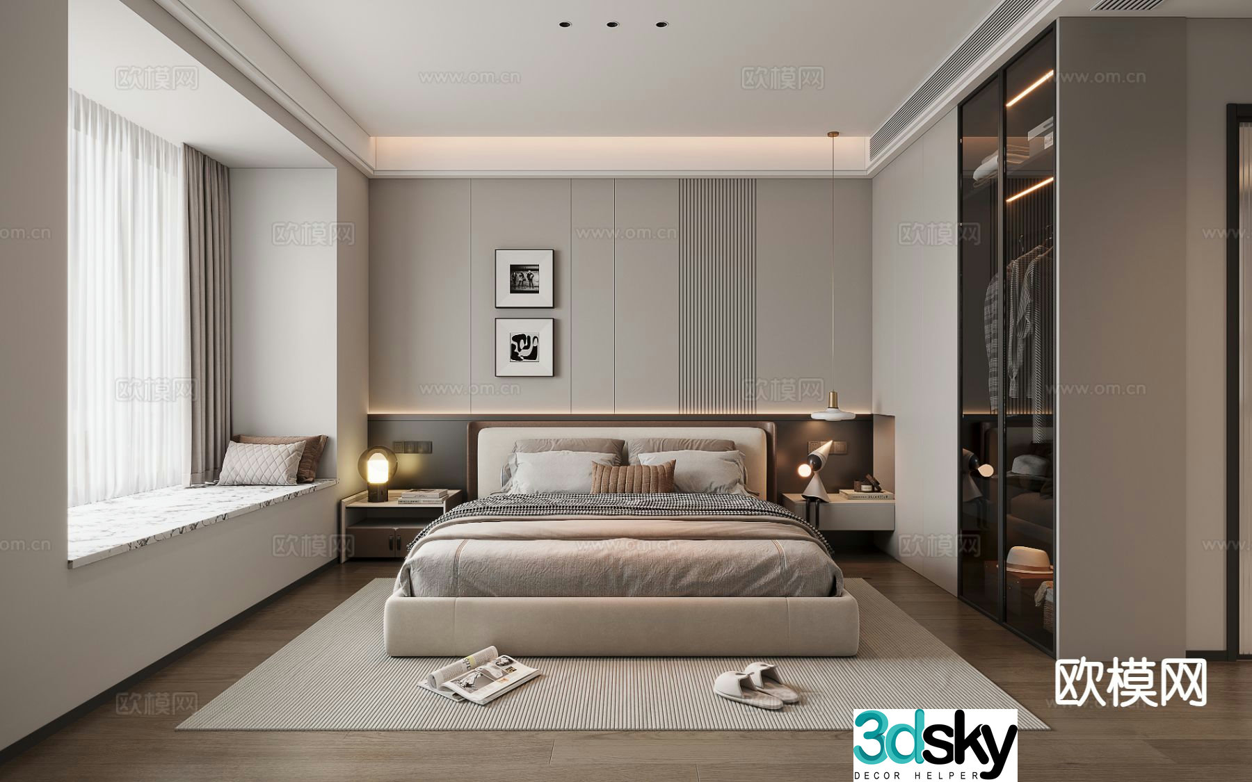 Modern bedroom master bedroom 3d model