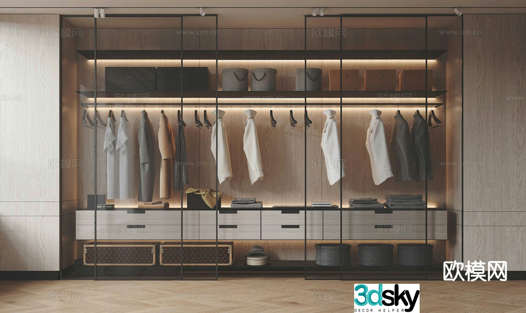 Modern glass wardrobe wardrobe 3d model