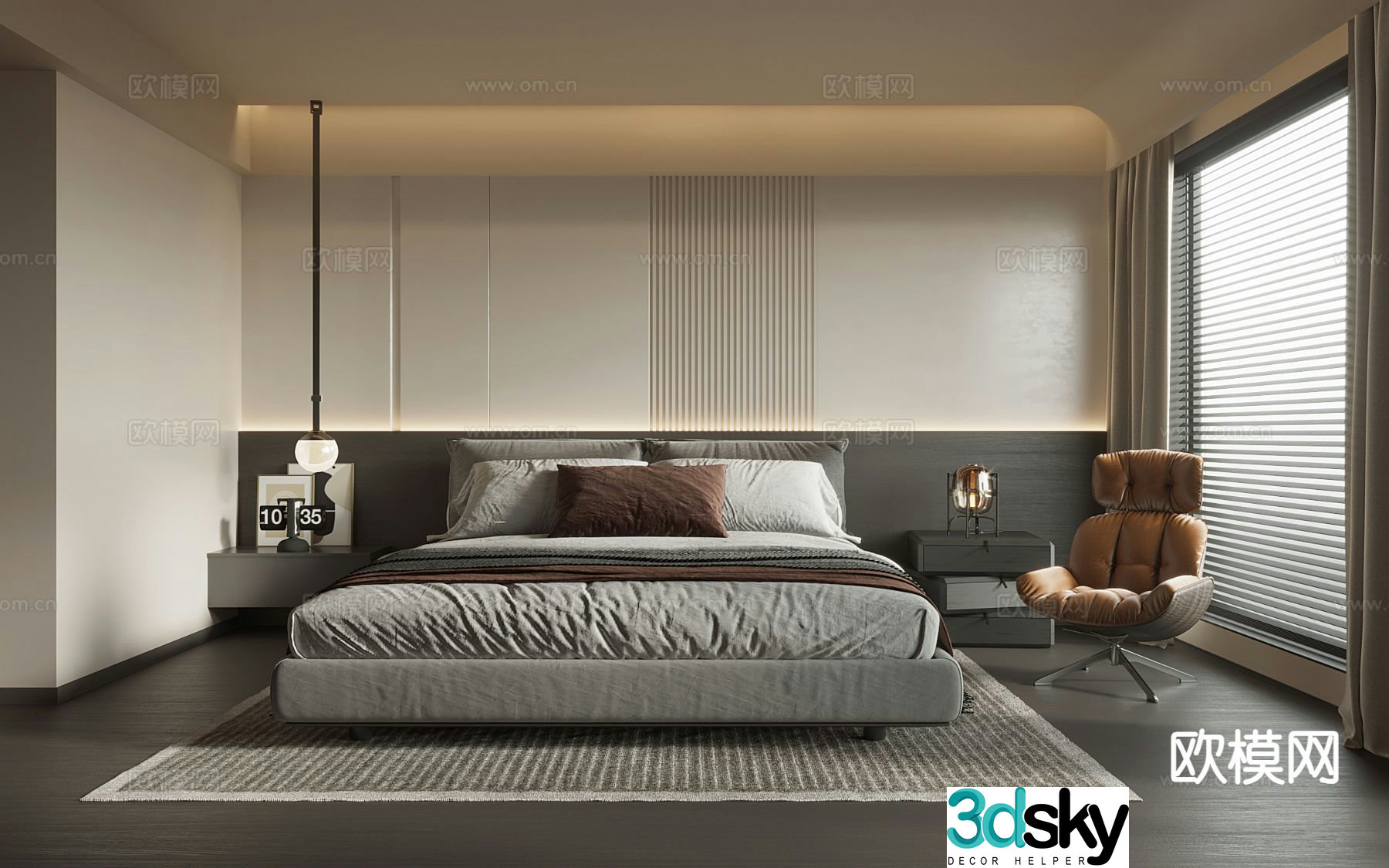 Modern bedroom master bedroom 3d model