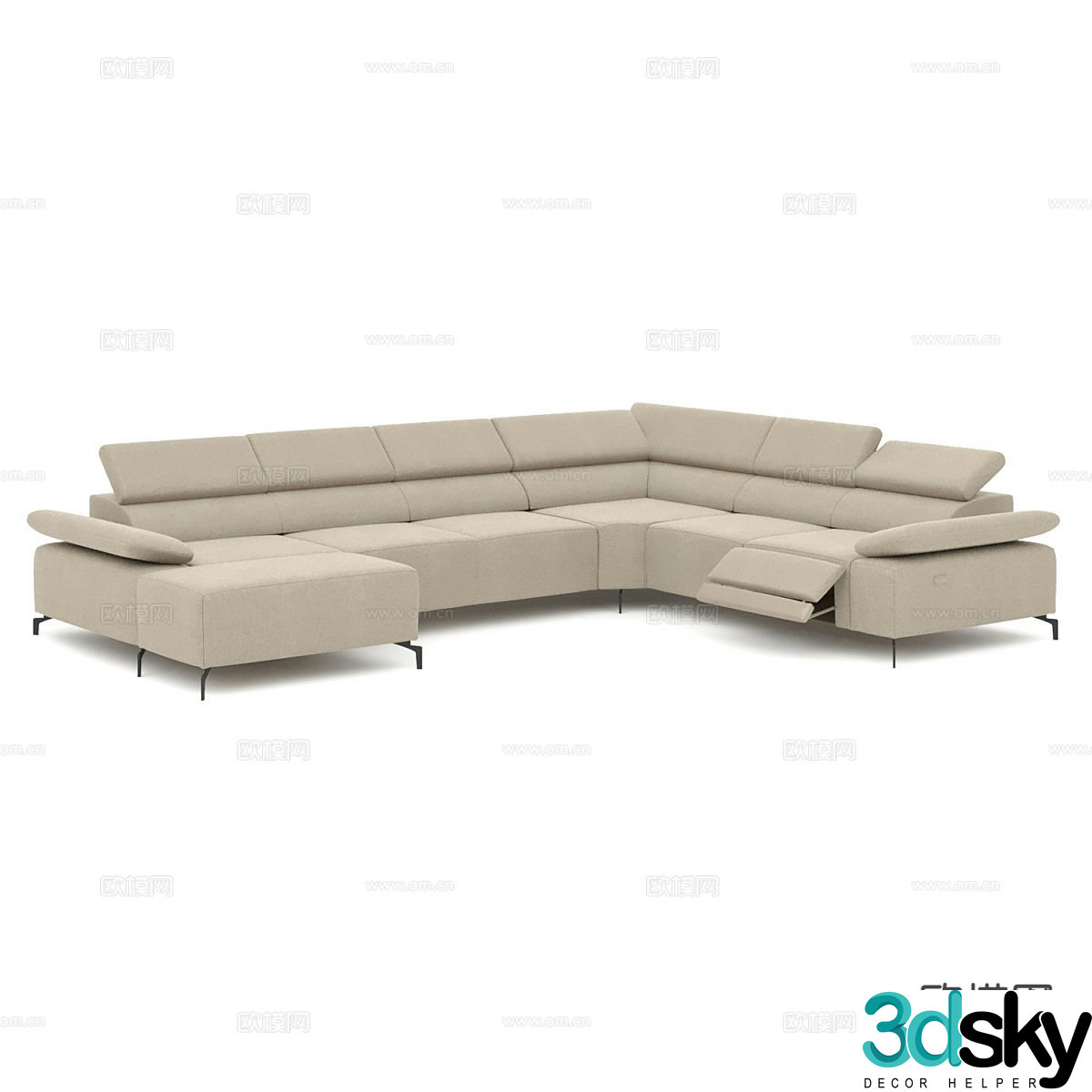 Modern corner sofa multi-person sofa 3d model