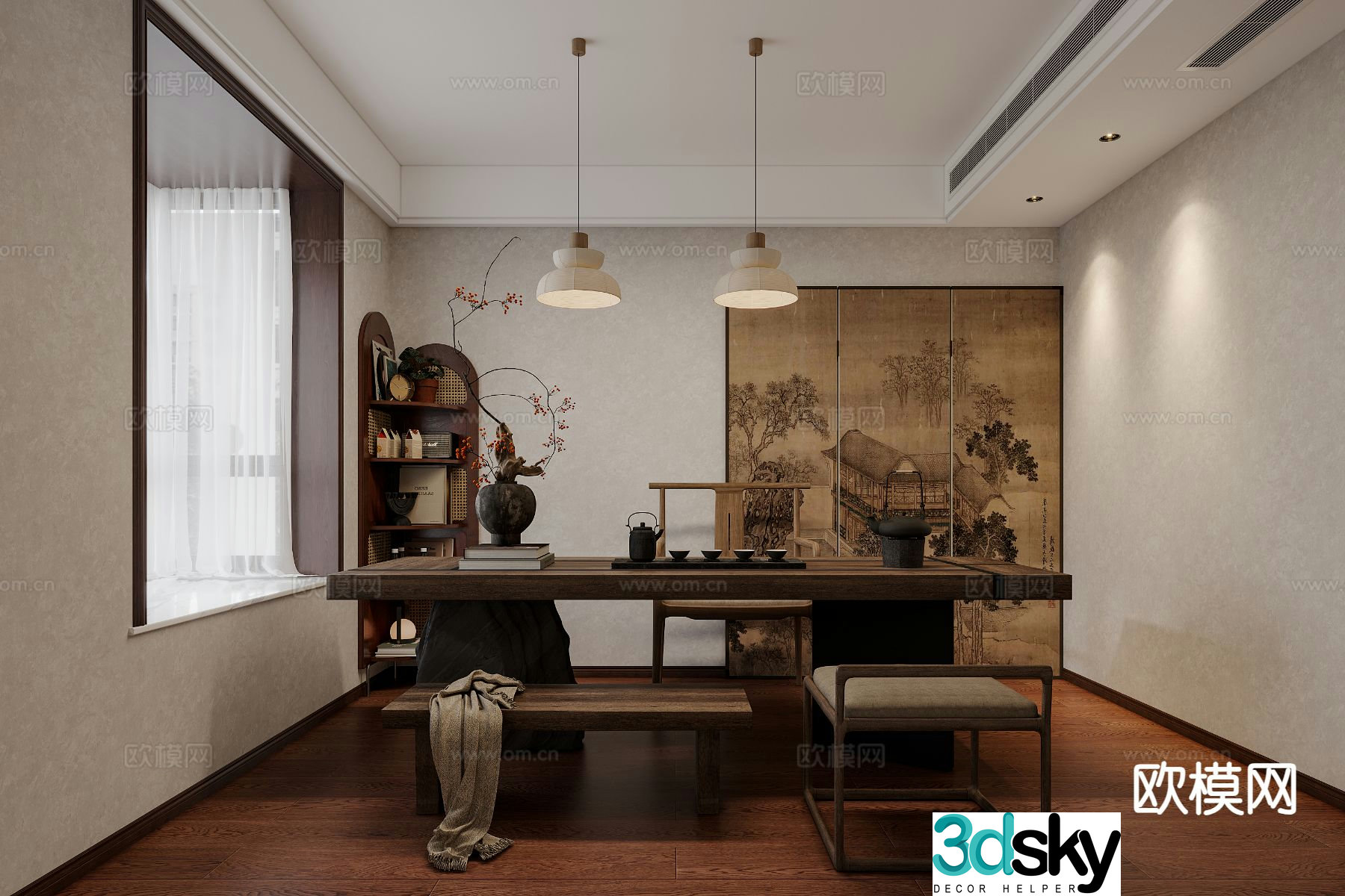 Wabi-sabi style tea room 3d model