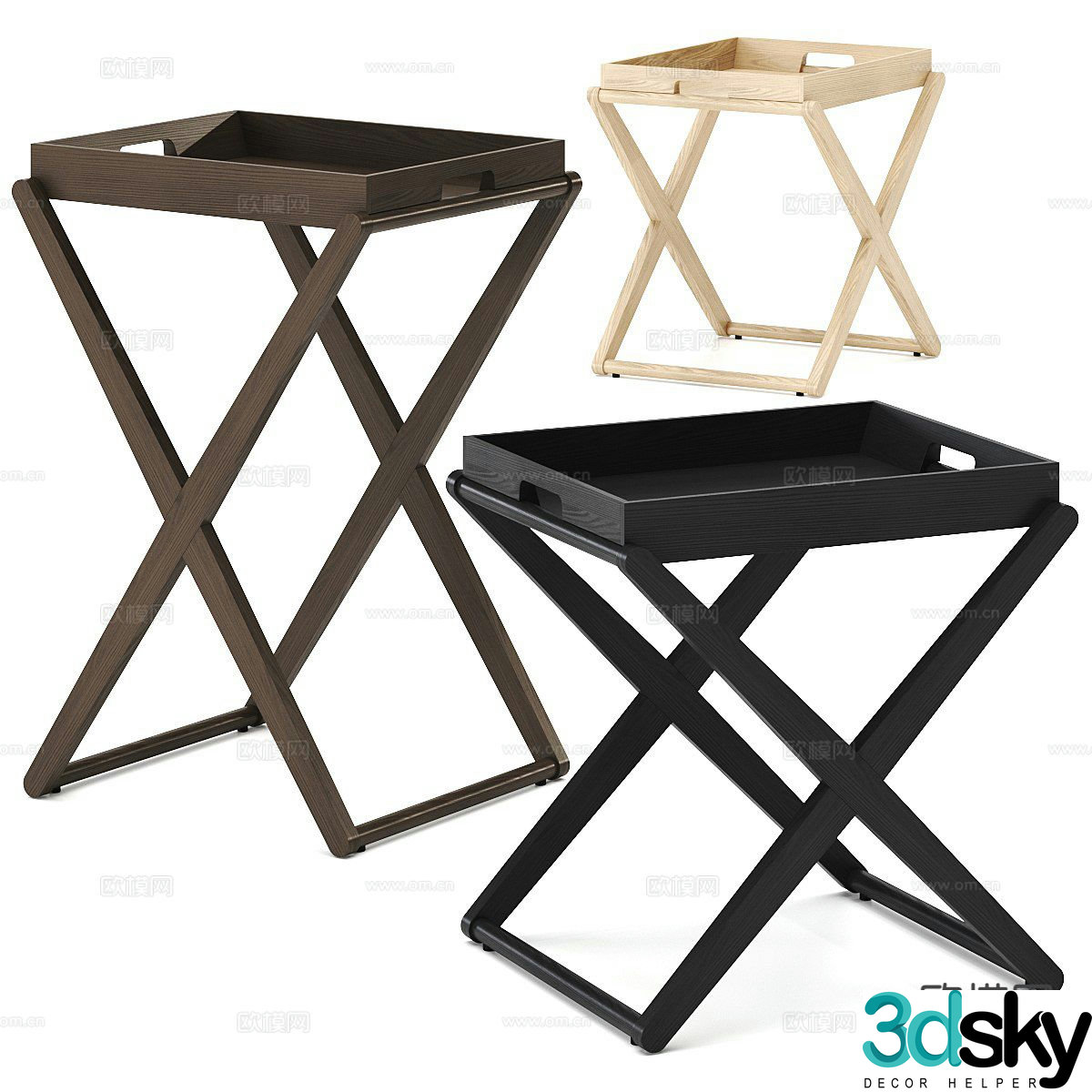 Simple side table square table 3d model