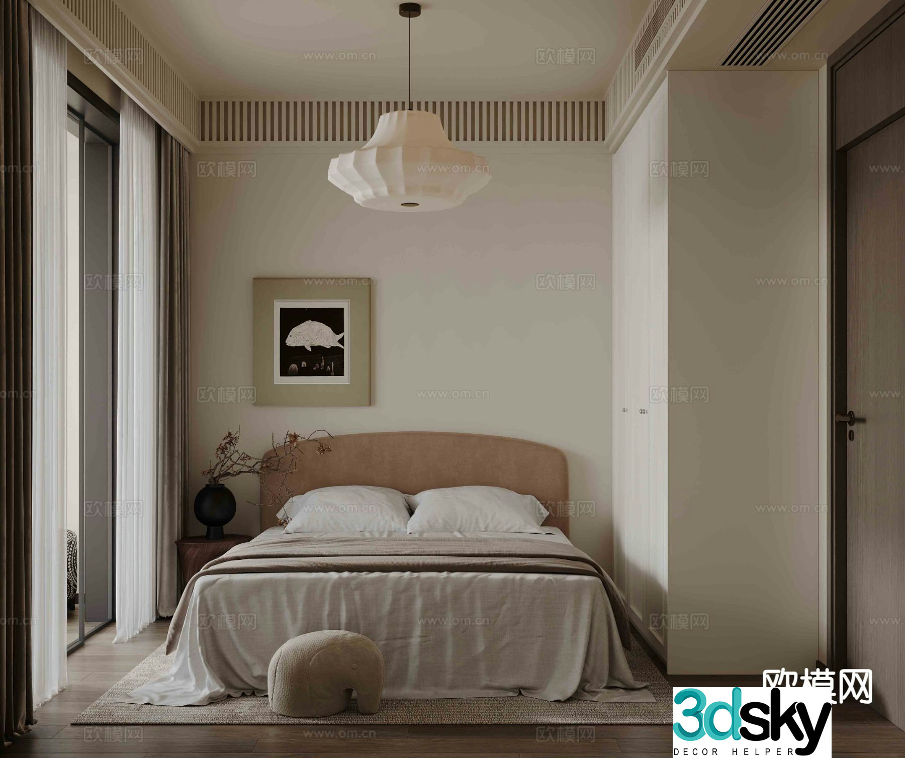 French bedroom second bedroom 3d model
