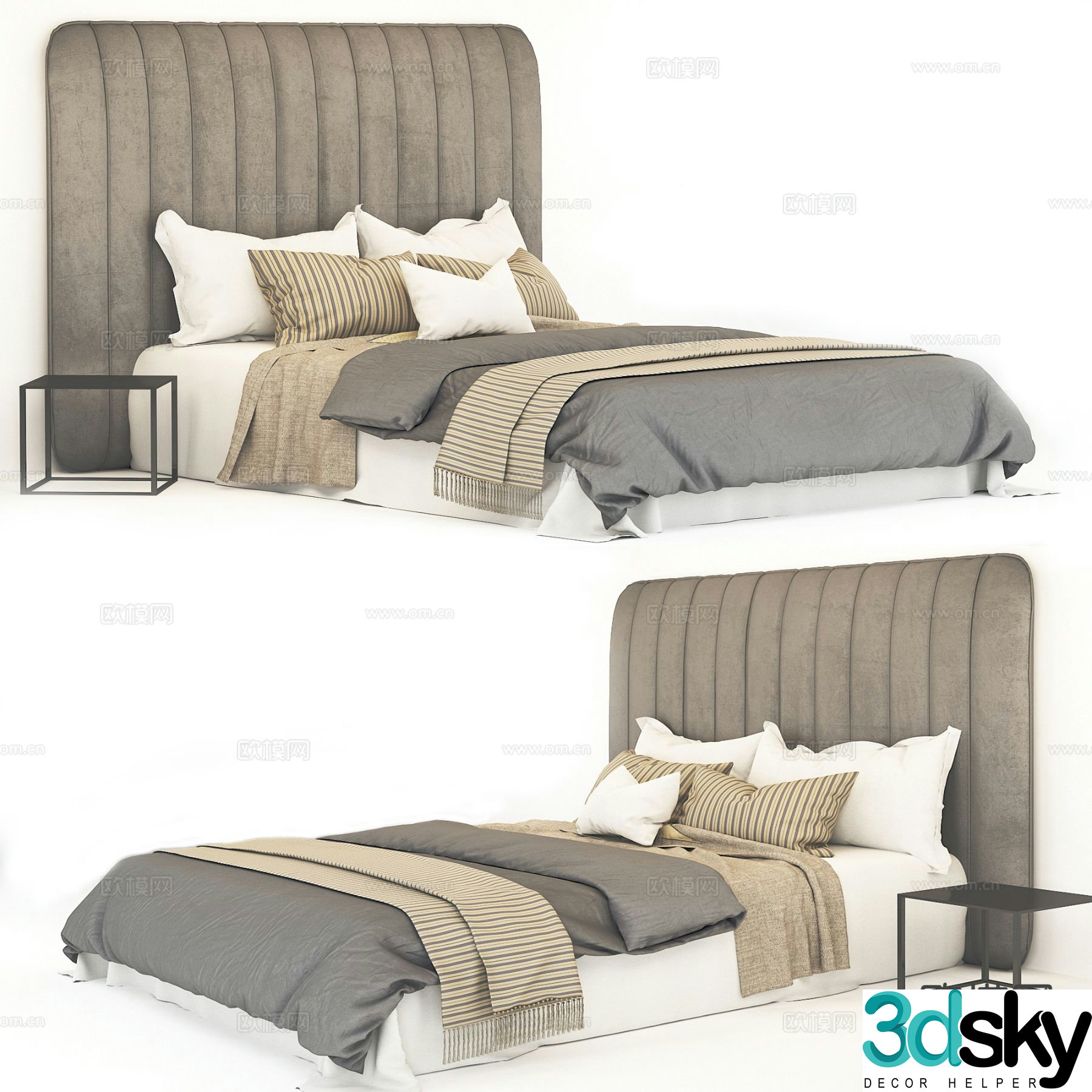Modern double bed 3d model