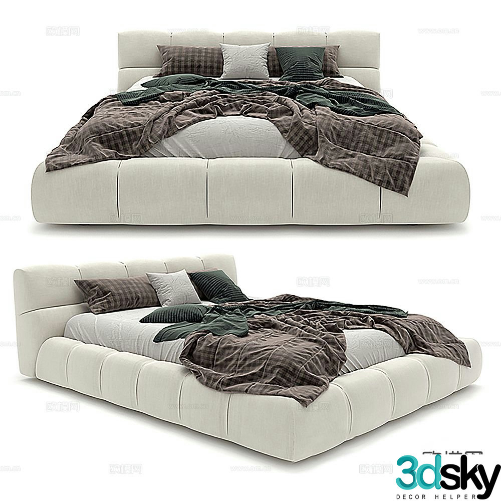 Modern double bed 3d model