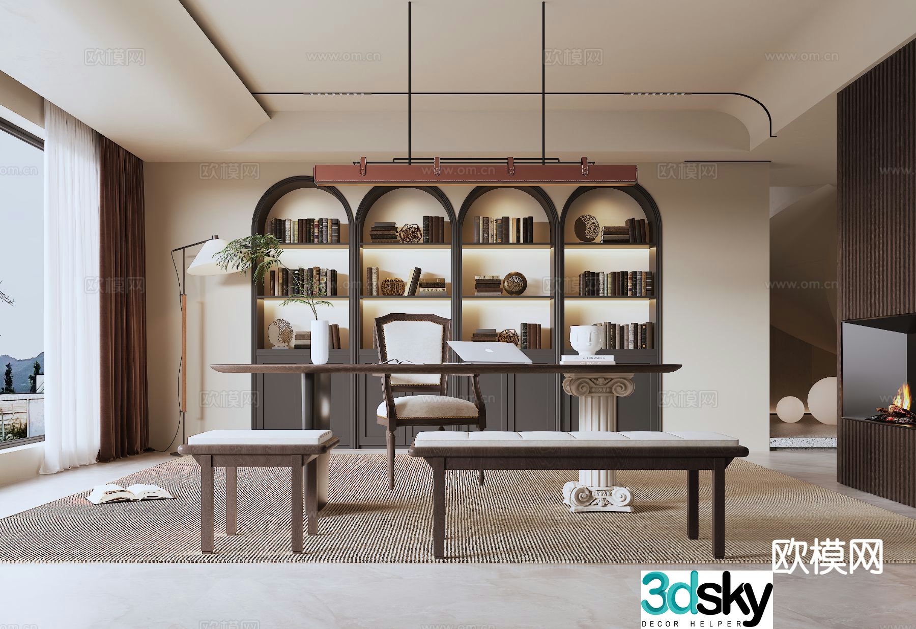 Medieval style study room 3D model