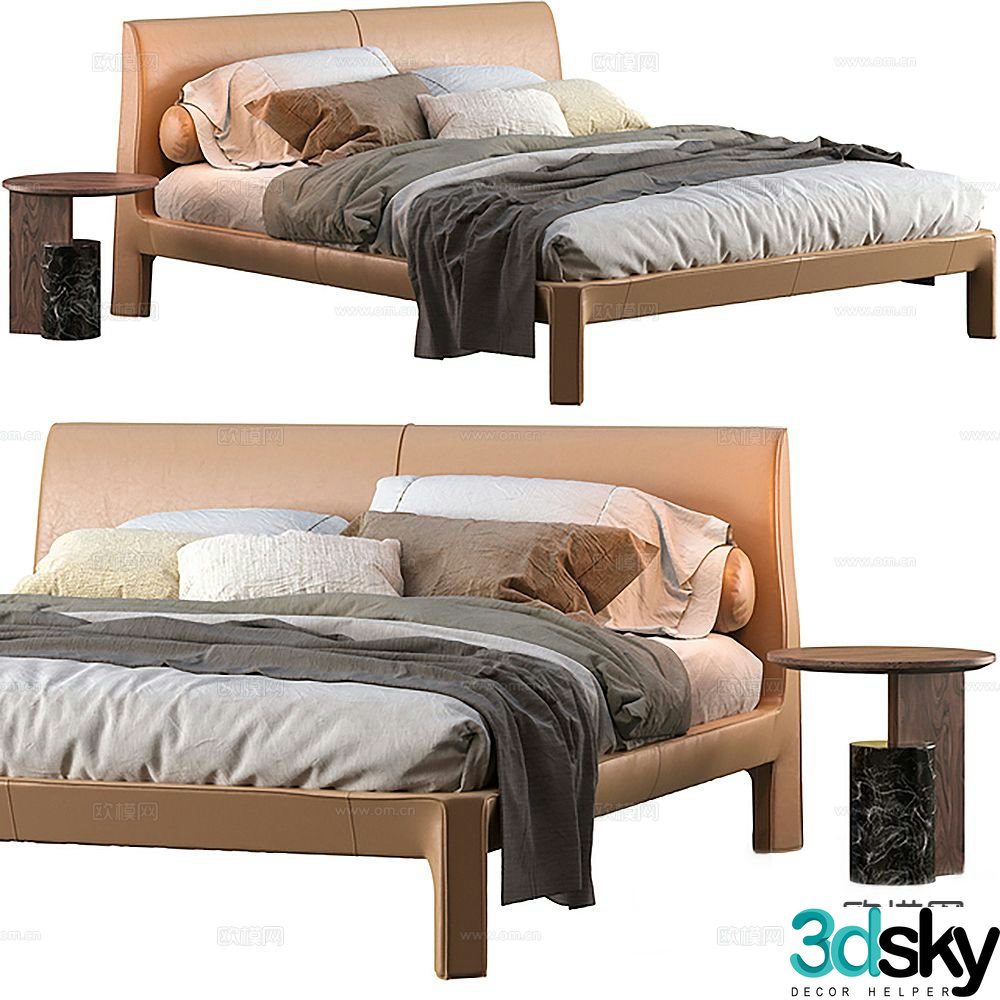 Modern double bed 3d model