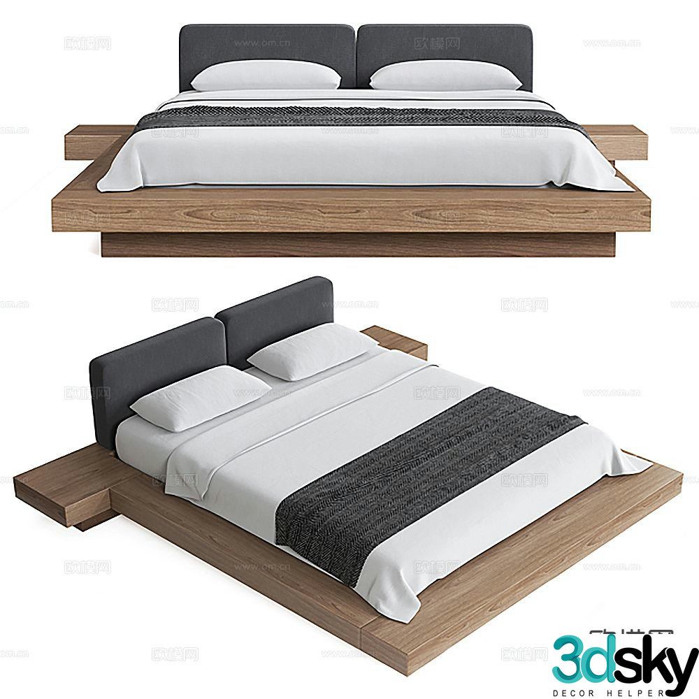 Modern double bed 3d model