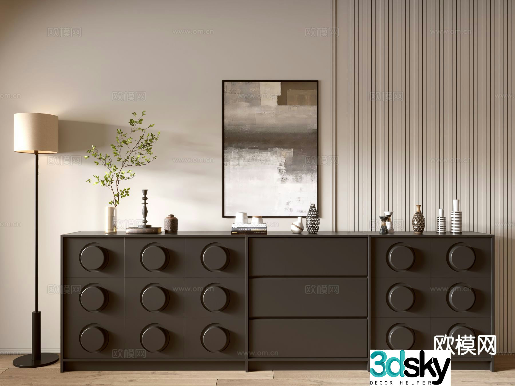 Modern entryway cabinet side cabinet 3d model