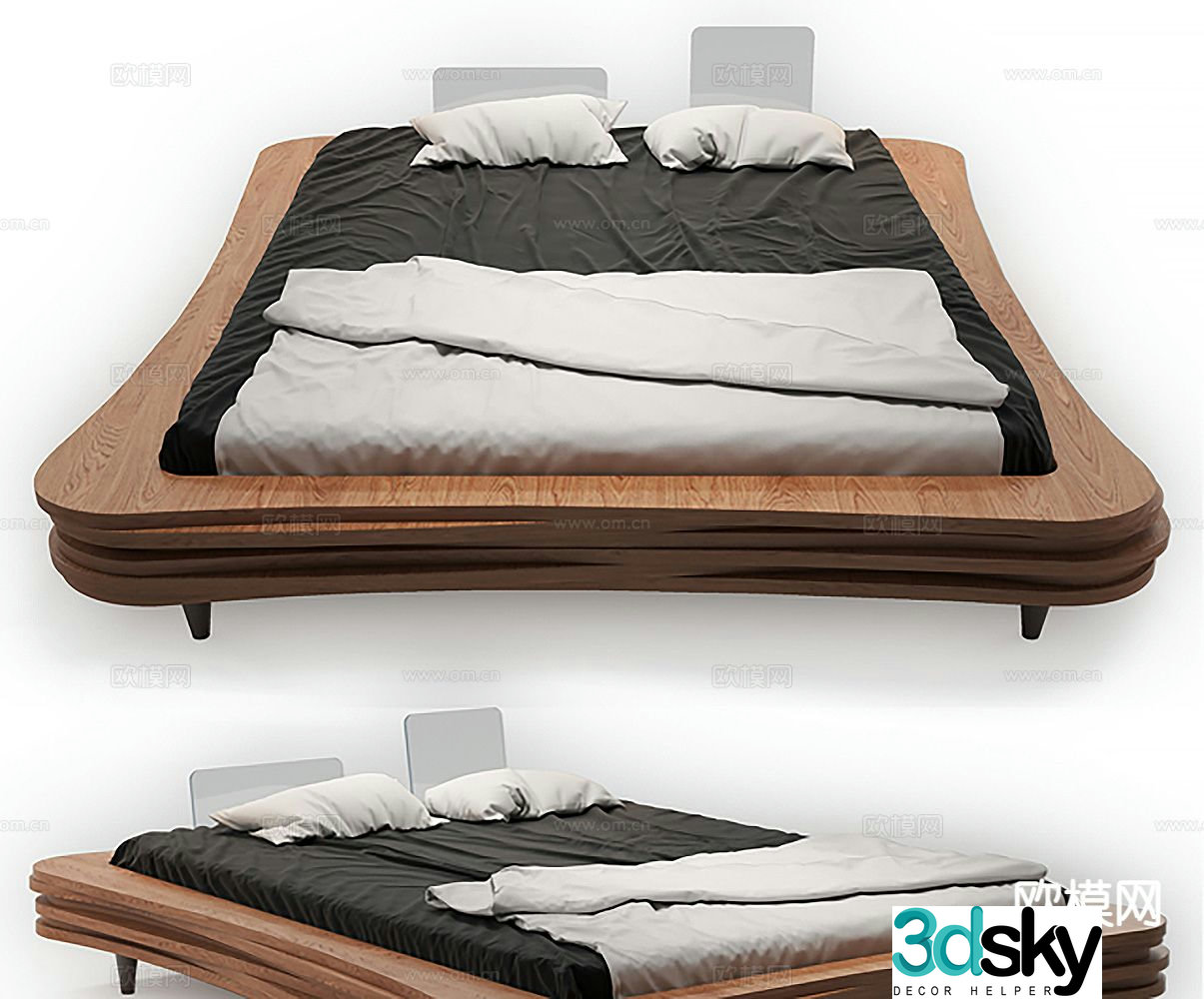 Suspended bed double bed 3d model