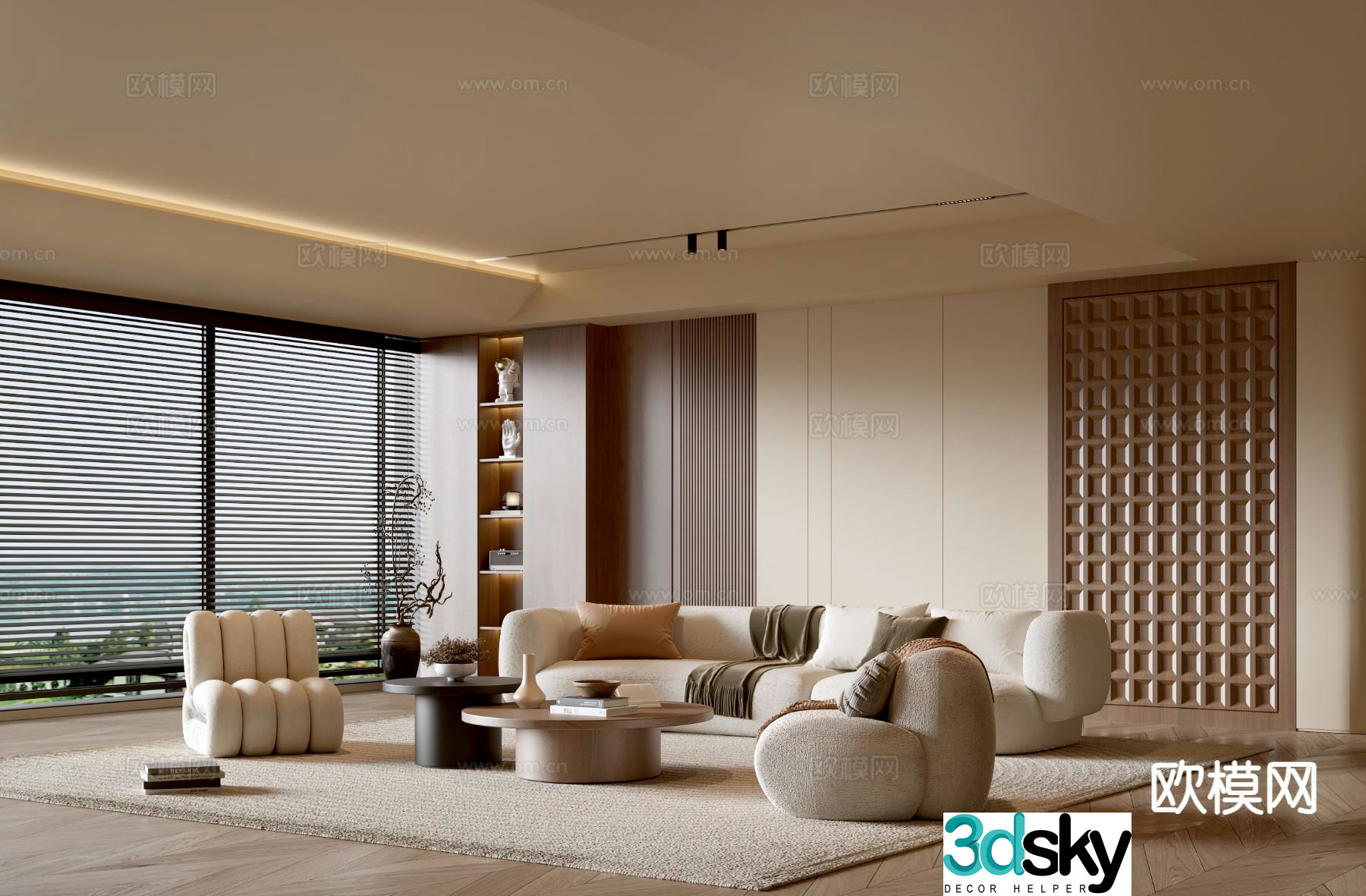 Wabi-sabi living room 3d model
