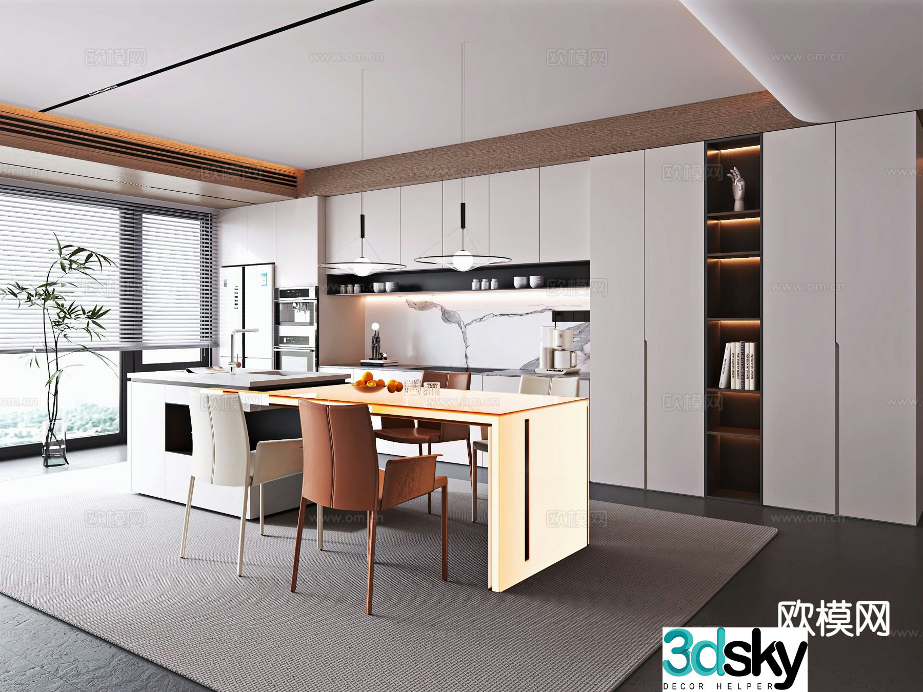 Light luxury island restaurant 3D model