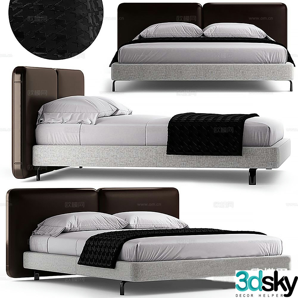 Modern double bed 3d model